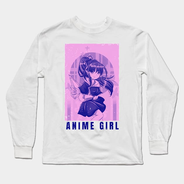 Anime Girl Long Sleeve T-Shirt by Mad Art